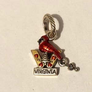🆕 Brighton West Virginia state charm Red cardinal on silver pine tree NWOT